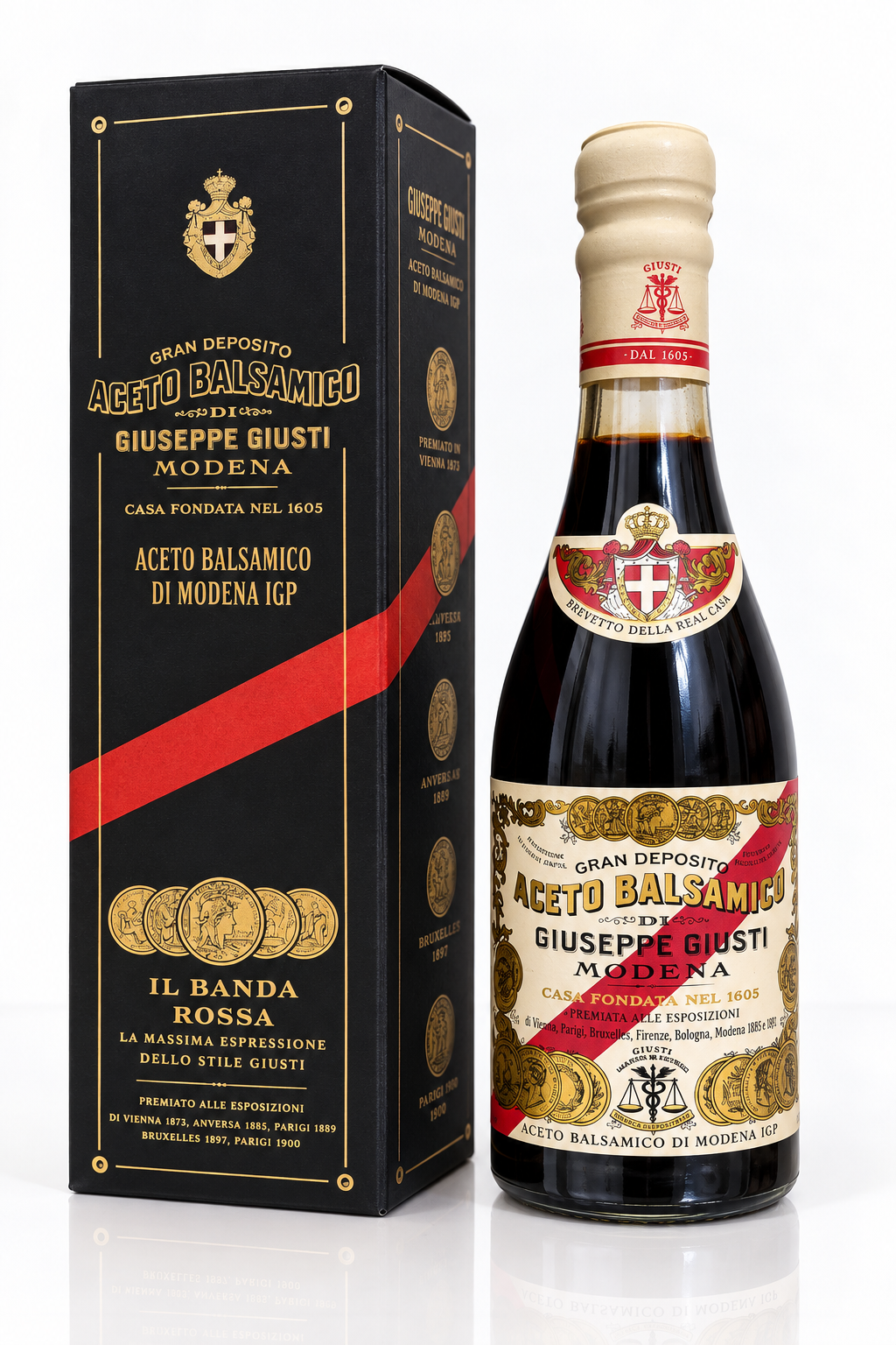 Giuseppe Giusti Il Banda Rossa – Aceto Balsamico di Modena IGP 5 Medaglie d’Oro, 250 ml con astuccio